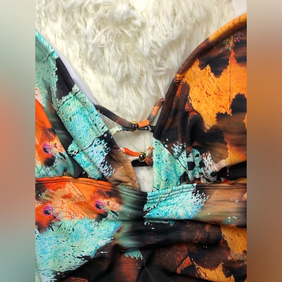 VENUS Orange and Green Halter Tie Front Tankini size 16 - Picture 6 of 12